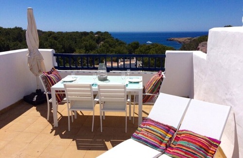 Sant Josep de sa Talaia Apartment | Authentic Mediterranean penthouse with sea view and private pool