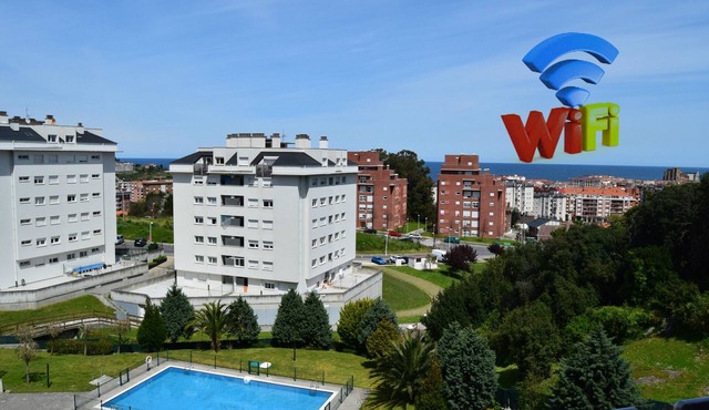 Apartment with 2 Terraces, Sea Views, Pool, and Garden