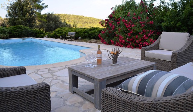 CHARMING AIR-CONDITIONED VILLA WITH HEATED POOL. EXCEPTIONAL VIEW. in Besse-Sur-Issole