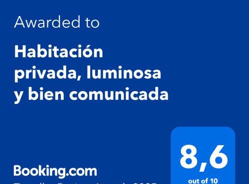 Habitación privada, luminosa y bien comunicada